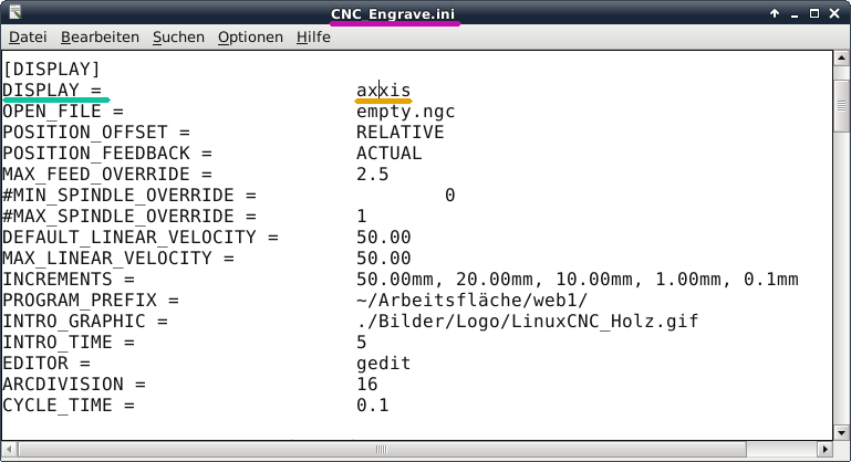 LinuxCNC Error INI