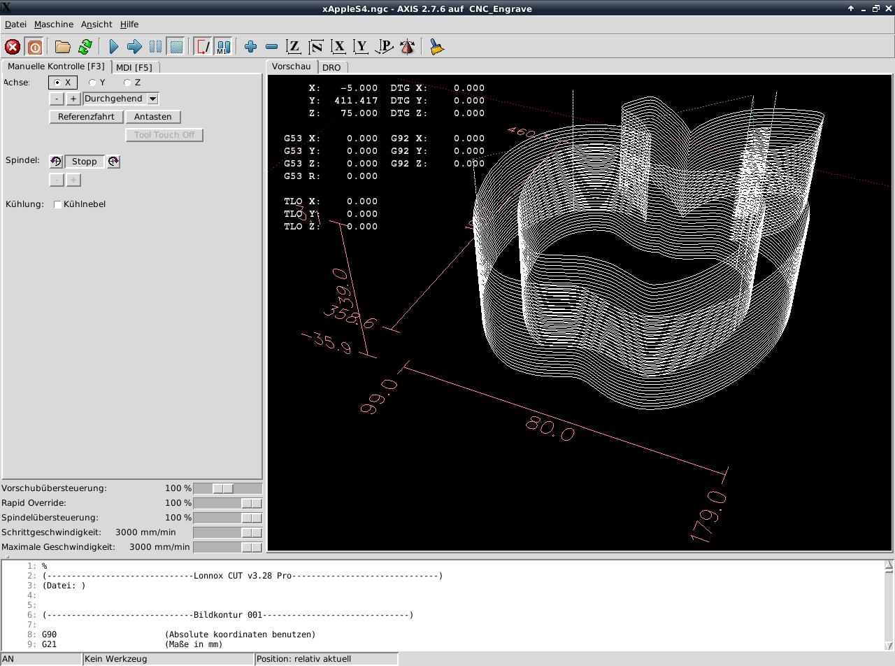 LinuxCNC GUI Axis