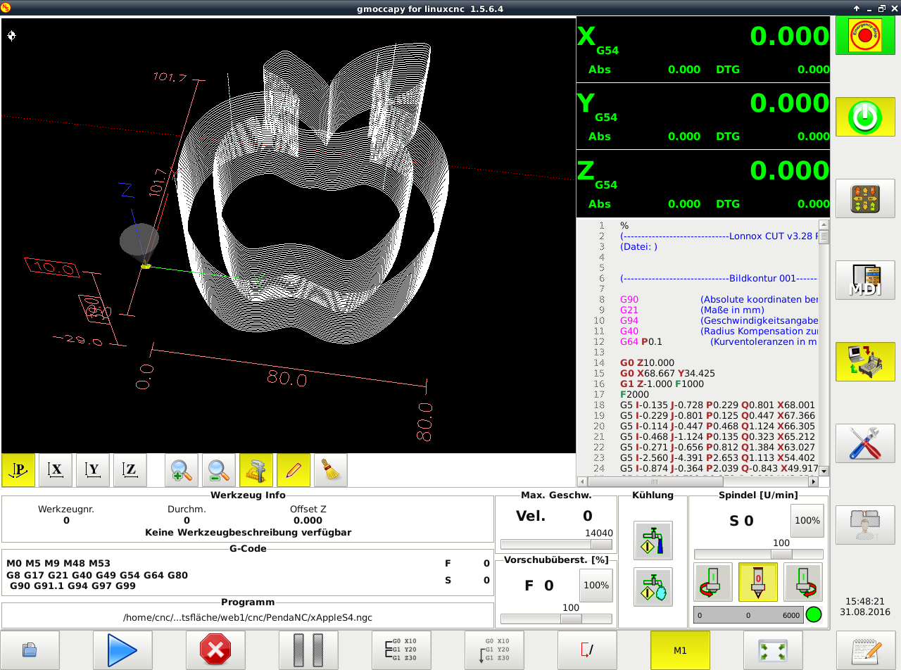 LinuxCNC GUI Gmoccapy