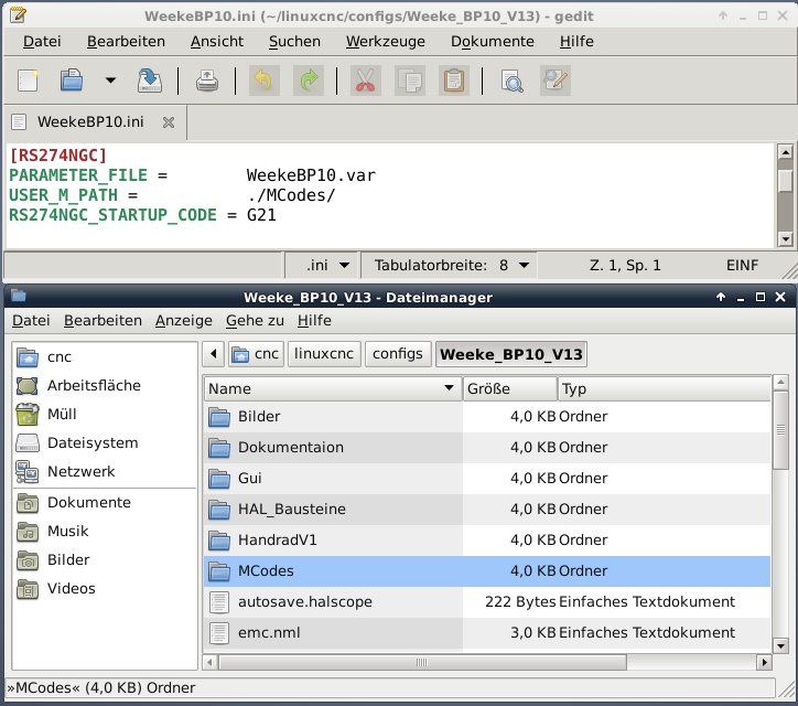 LinuxCNC MCodes Pfad