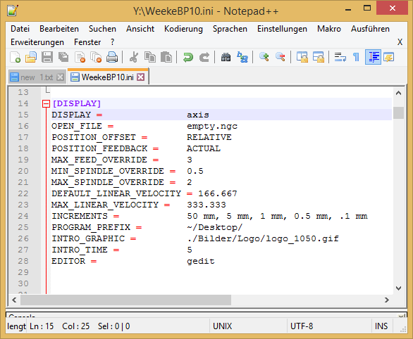 LinuxCNC PID Regler Geschwindigkeit