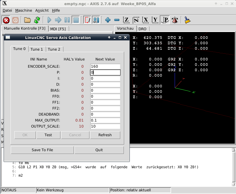 LinuxCNC Kalibrierung