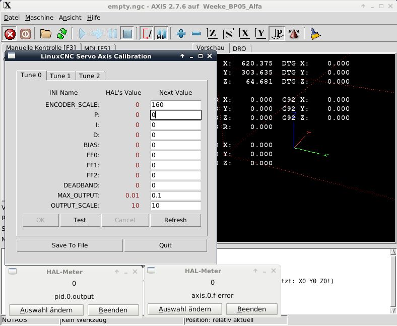 LinuxCNC PID Kalibrierung